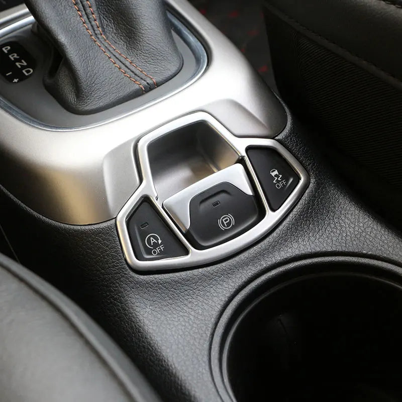 Hand Brake Button Sticker Cover Trim Chrome for Jeep Renegade and Compass Interior Upgrade