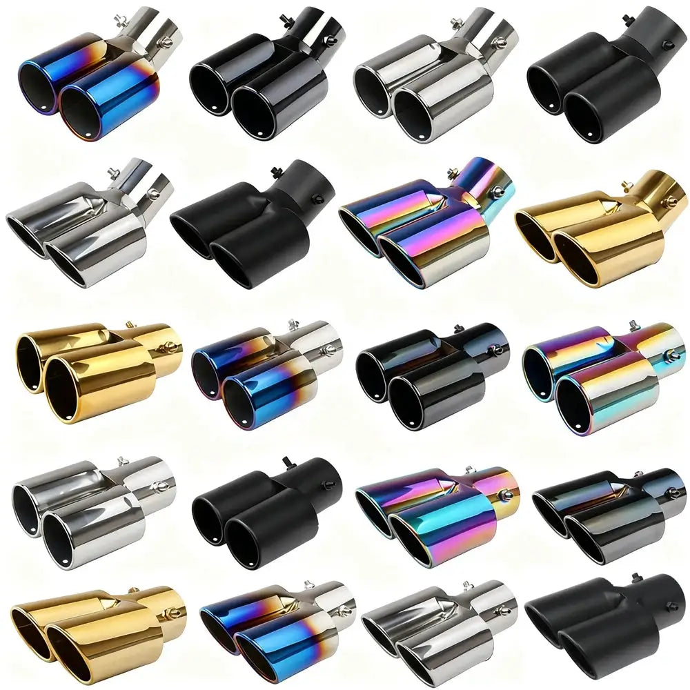 Universal Dual Exhaust Tip Stainless Steel Slant Cut Tip for Car Exhaust Pipe Extension Modification Decoration Muffler Tailpipe by InterCyprus Trading Ltd