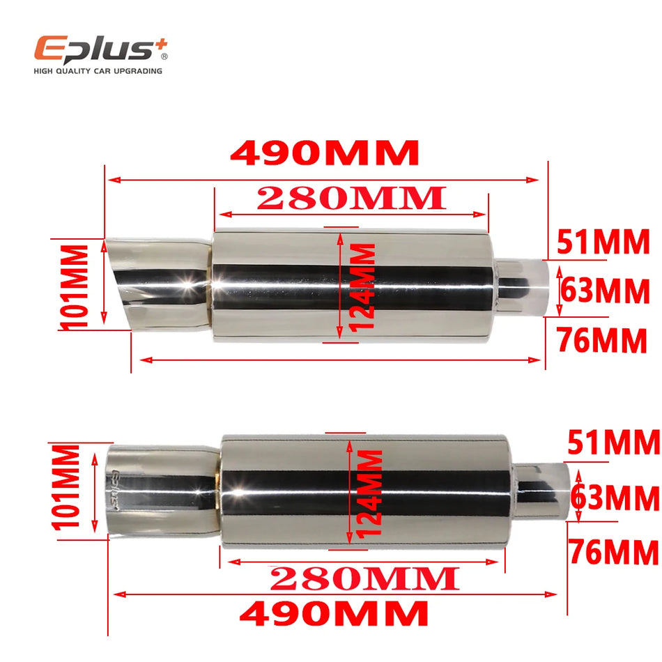 EPLUS Universal Stainless Steel Exhaust Muffler Tail Pipe 127mm 51 63 76mm Fits