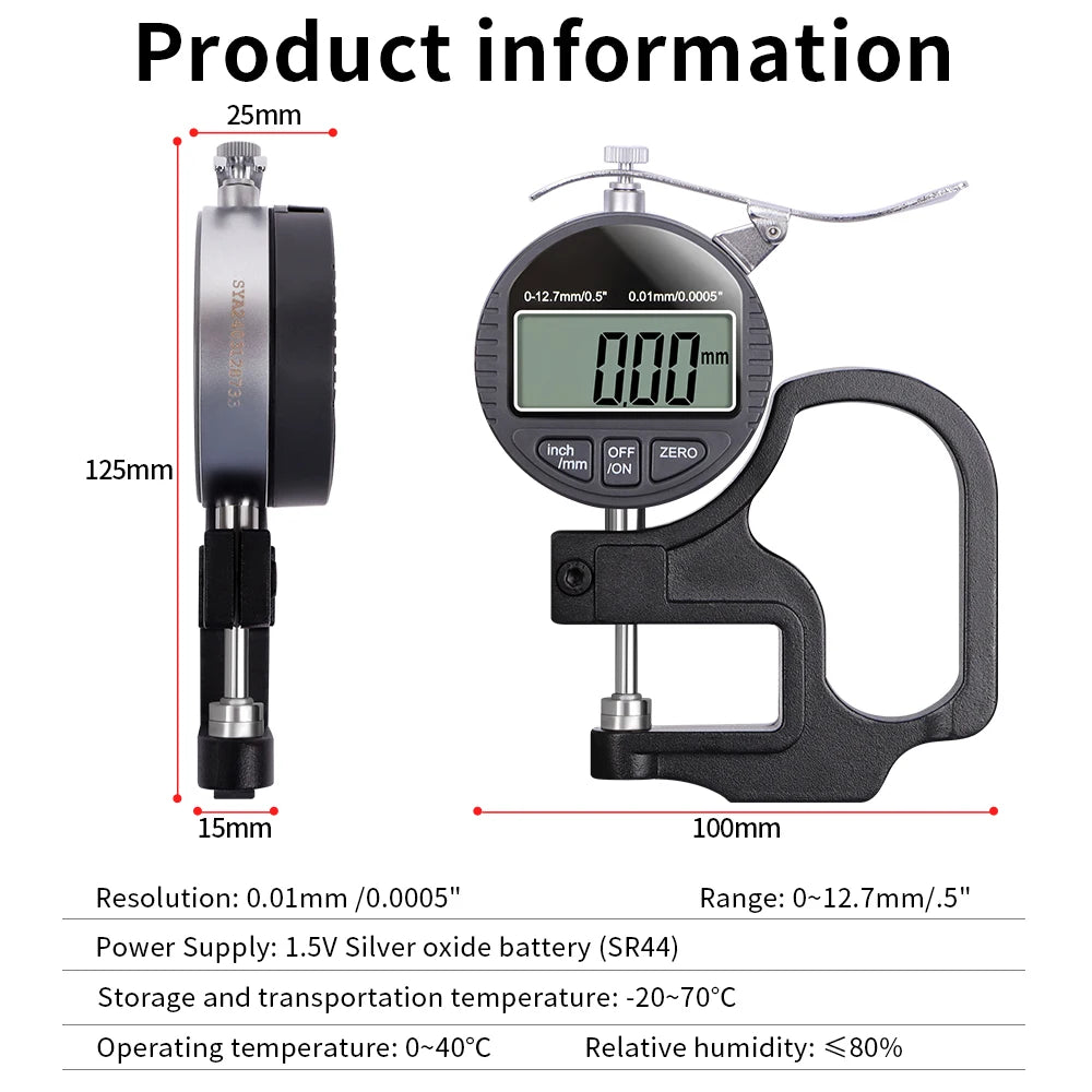 Electronic Thickness Gauge 0.01/0.001mm &ndash; High Precision