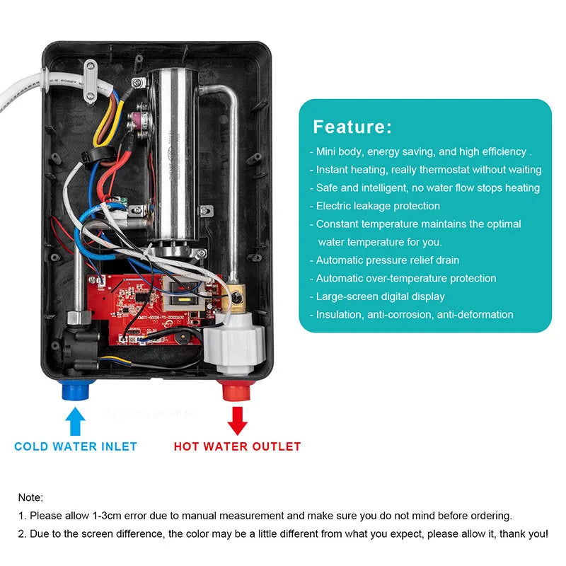 Tankless Water Heater 6500W 220V &ndash; Fast Heating LCD Display