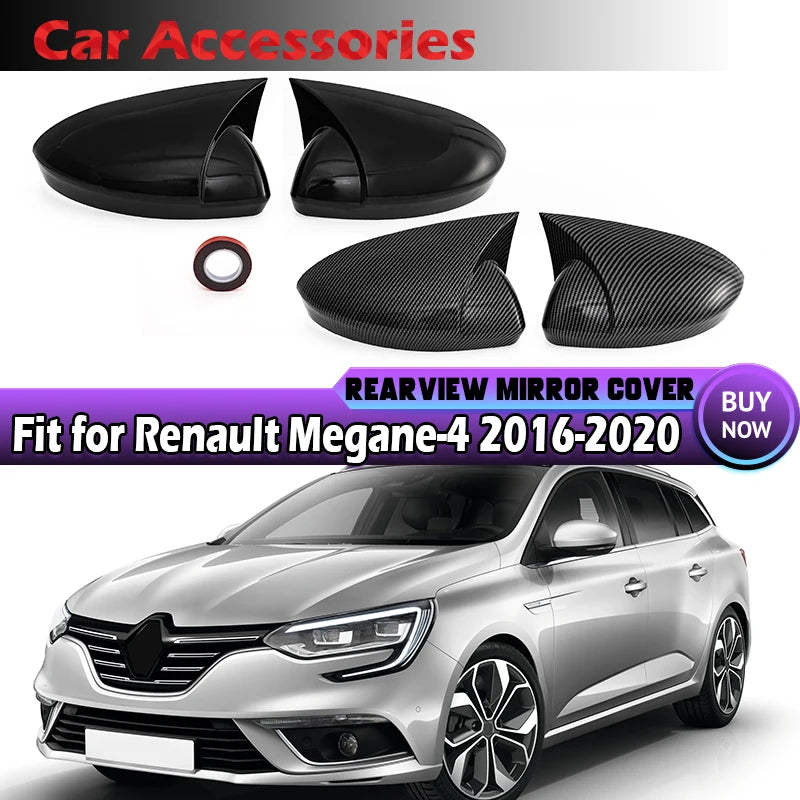 Renault Megane Mk4 için Karbon Fiber Görünümlü Arka Vites Aynası Kapağı