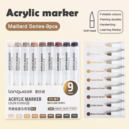 Languo 144/9 Colors Acrylic Paint Pens &ndash; Vibrant DIY Markers 9 Colors D