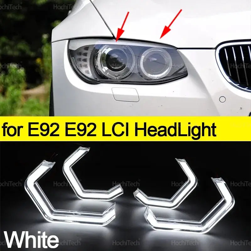 For BMW E92 E93 Coupe Cabriolet M3 Pre LCI and LCI Retrofit DTM M4 Style Lemon Yellow White Headlamp CSL Style Angel Eyes Kit by InterCyprus Trading Ltd