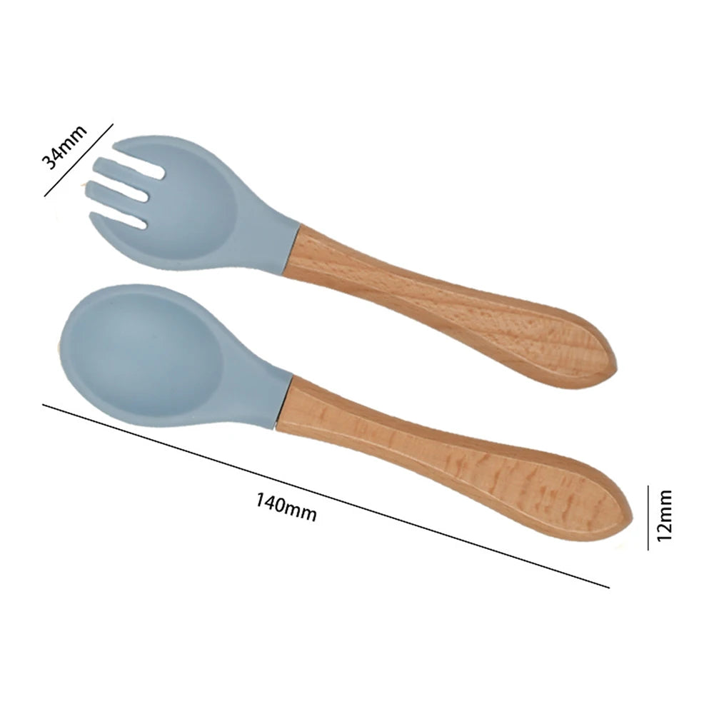 Soft Silicone Fork and Spoon Set for Babies