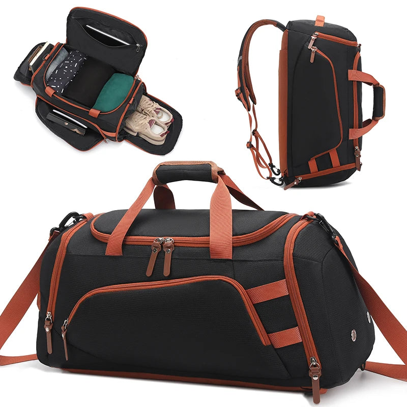 Gym Fitness Backpack Travel Bag &ndash; Dry Wet Compartment Black