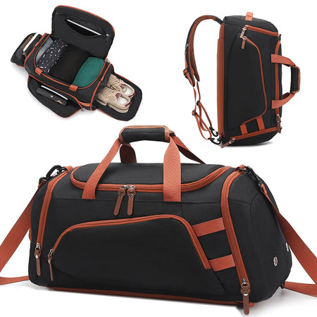 Gym Fitness Backpack Travel Bag &ndash; Dry Wet Compartment Black