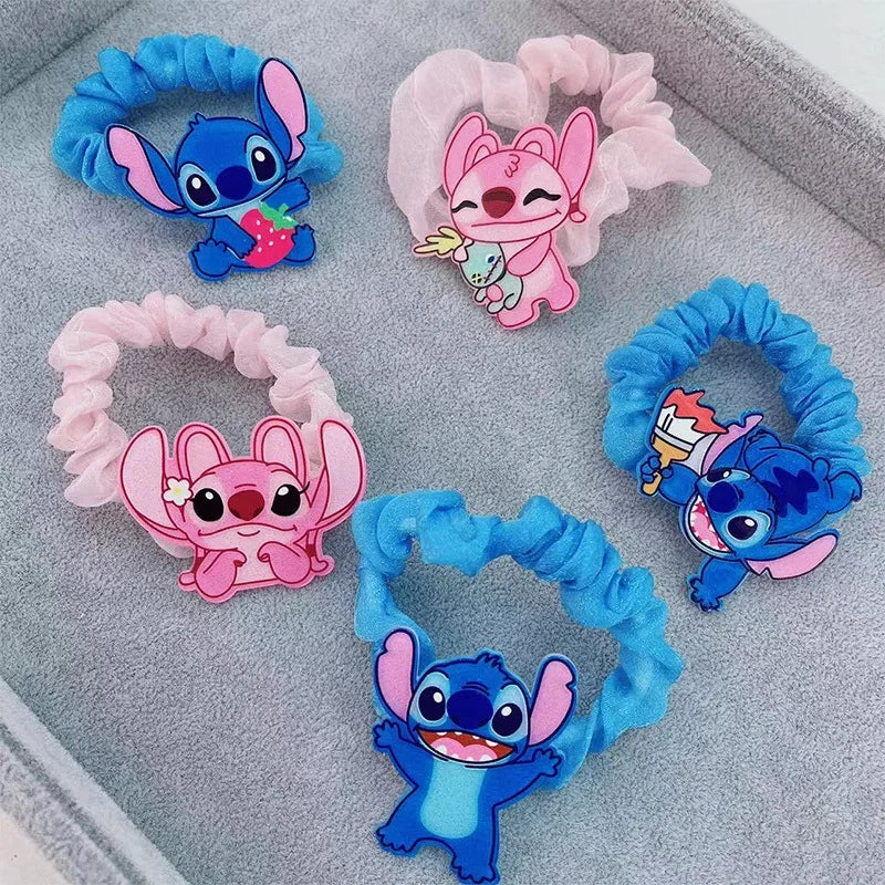 fashion Disney Anime Lilo & Stitch Hair Bands Kawaii Stitch Hairpin Cartoon Rubber Band Hair Accessoires Girl Gifts Toy