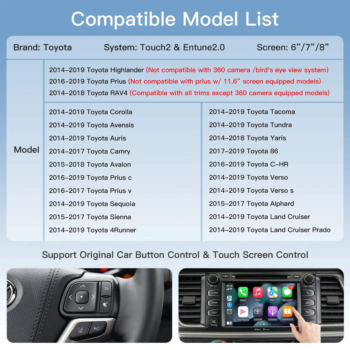 AUTOABC Wireless Carplay Android Auto For Toyota RAV4 Corolla Tacoma Camry CHR Tundra Highlander 4Runner multimedi decode by InterCyprus Trading Ltd