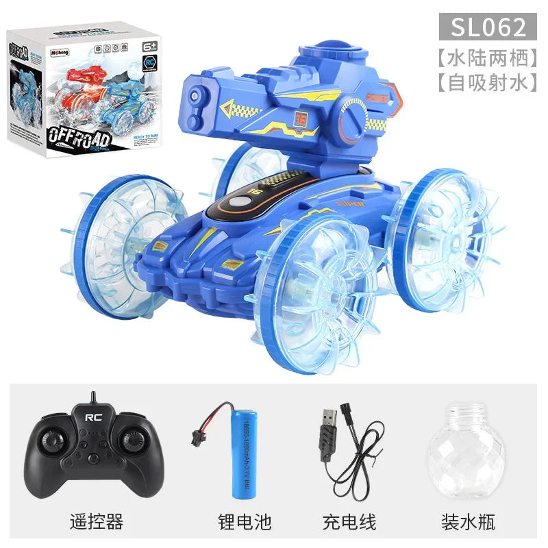 Water Shooting RC Car &ndash; High-Pressure Water Gun Action blue