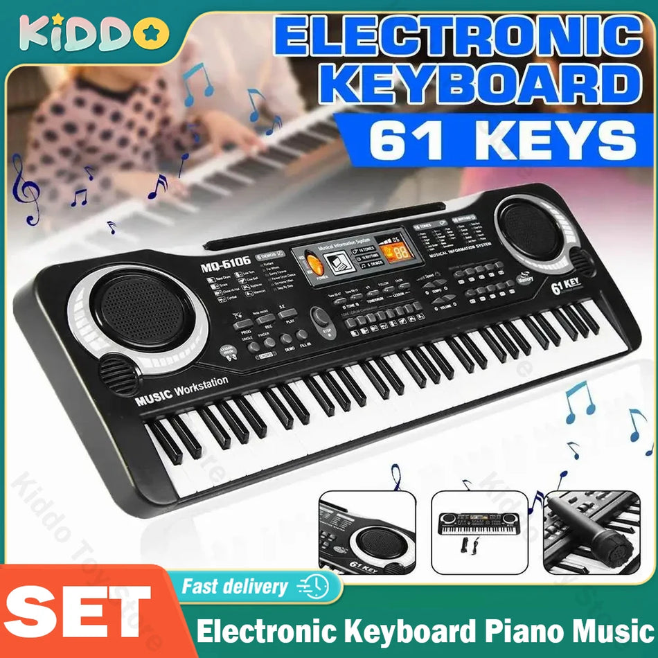 61 Keys Electronic Keyboard Piano for Kids with Microphone, Educational