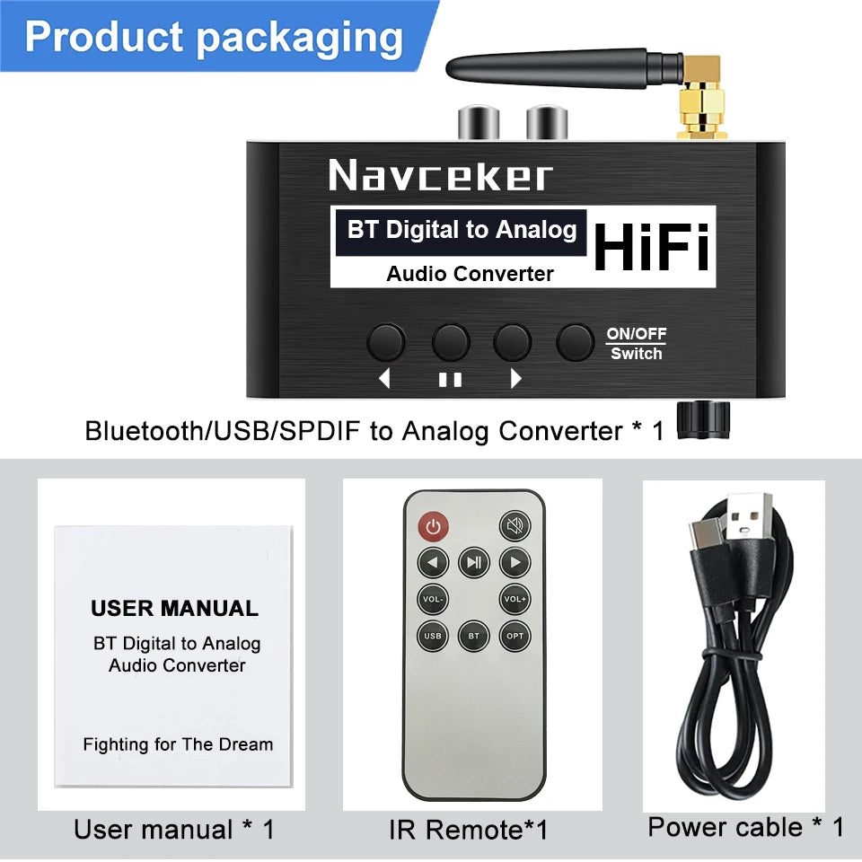 Navceker DAC Audio Converter with Bluetooth