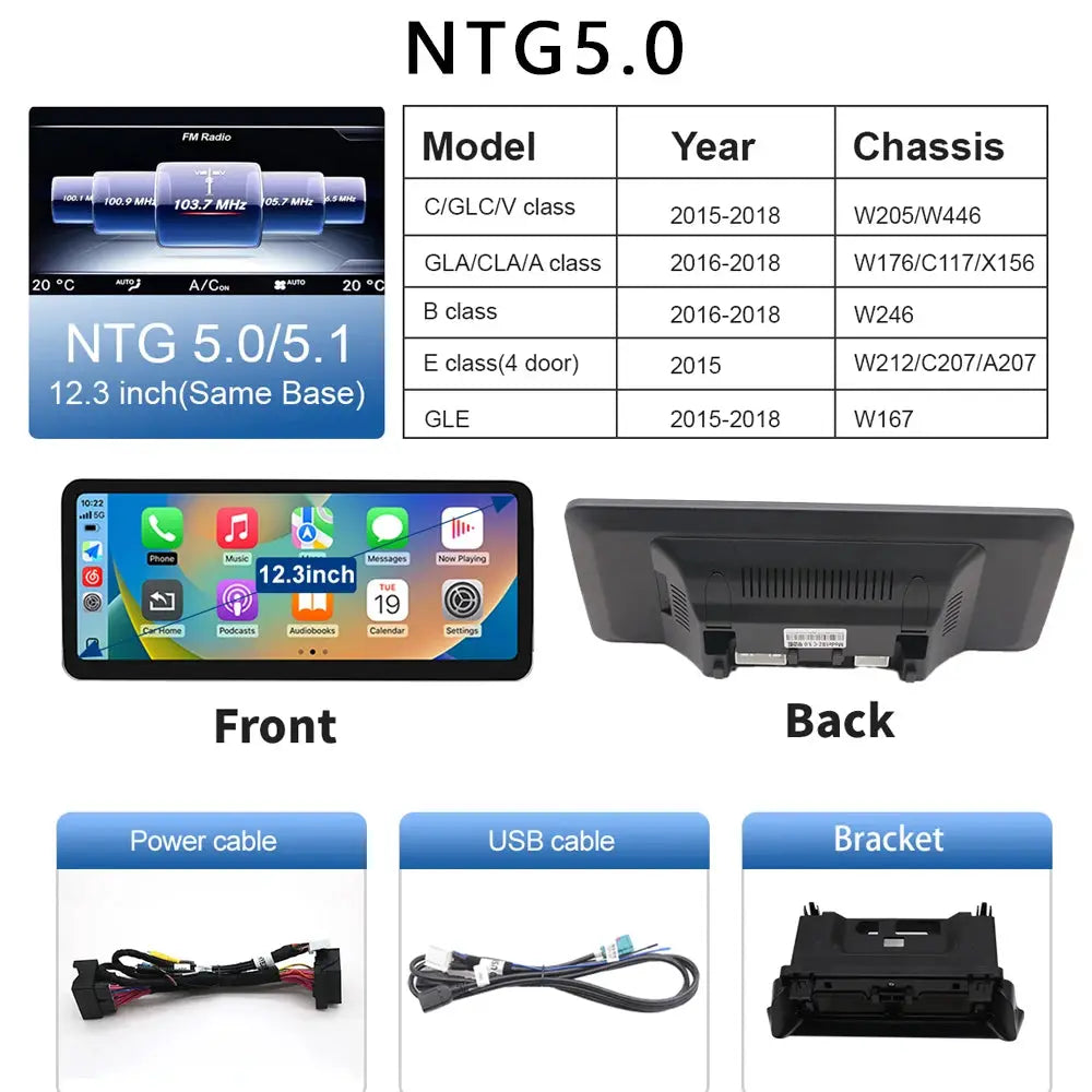 12.3" Ultra Thin Touch Multimedia Screen Wireless CarPlay For Mercedes Benz GLA CLA GLC GLK W205 W176 C117 With Android Auto BT by InterCyprus Trading Ltd