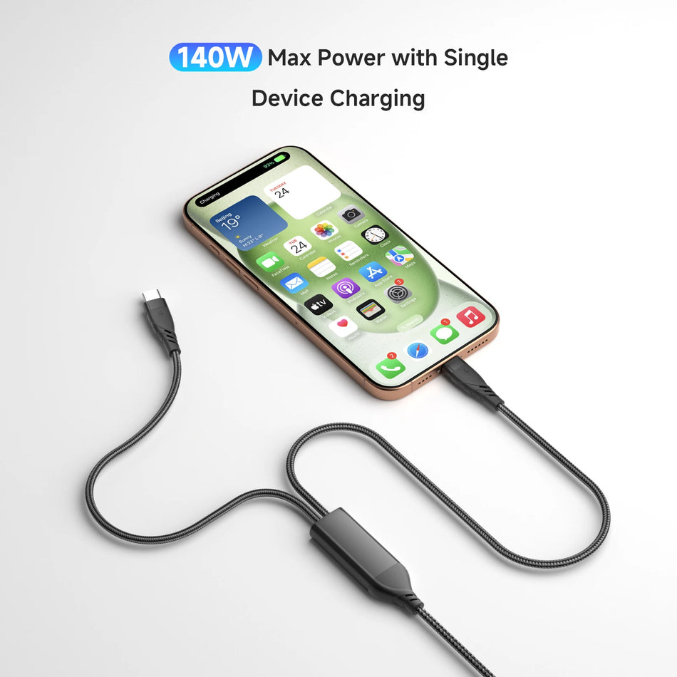 Minisopuru 2 In 1 USB C Kabel 140W PD Schnellladung 4ft