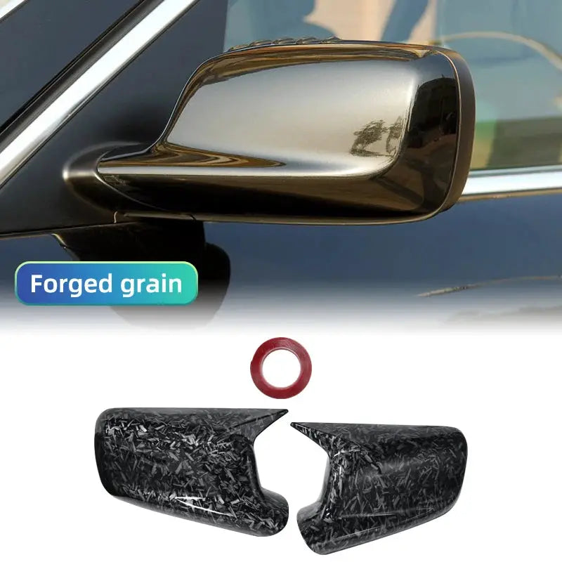 For BMW 3 Series E46 2 Doors 7 Series E65 E66 E67 E68 2001-2008 2PCS Car Side Door Rearview Side Balck Carbon Mirror Cover Caps by InterCyprus Trading Ltd