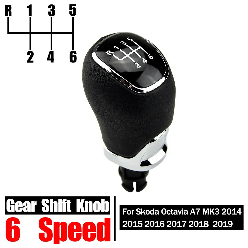 Gear Shift Knob, Gaiter, Boot Cover Collar for Skoda Octavia A7 MK3 5/6 Speed by InterCyprus Trading Ltd