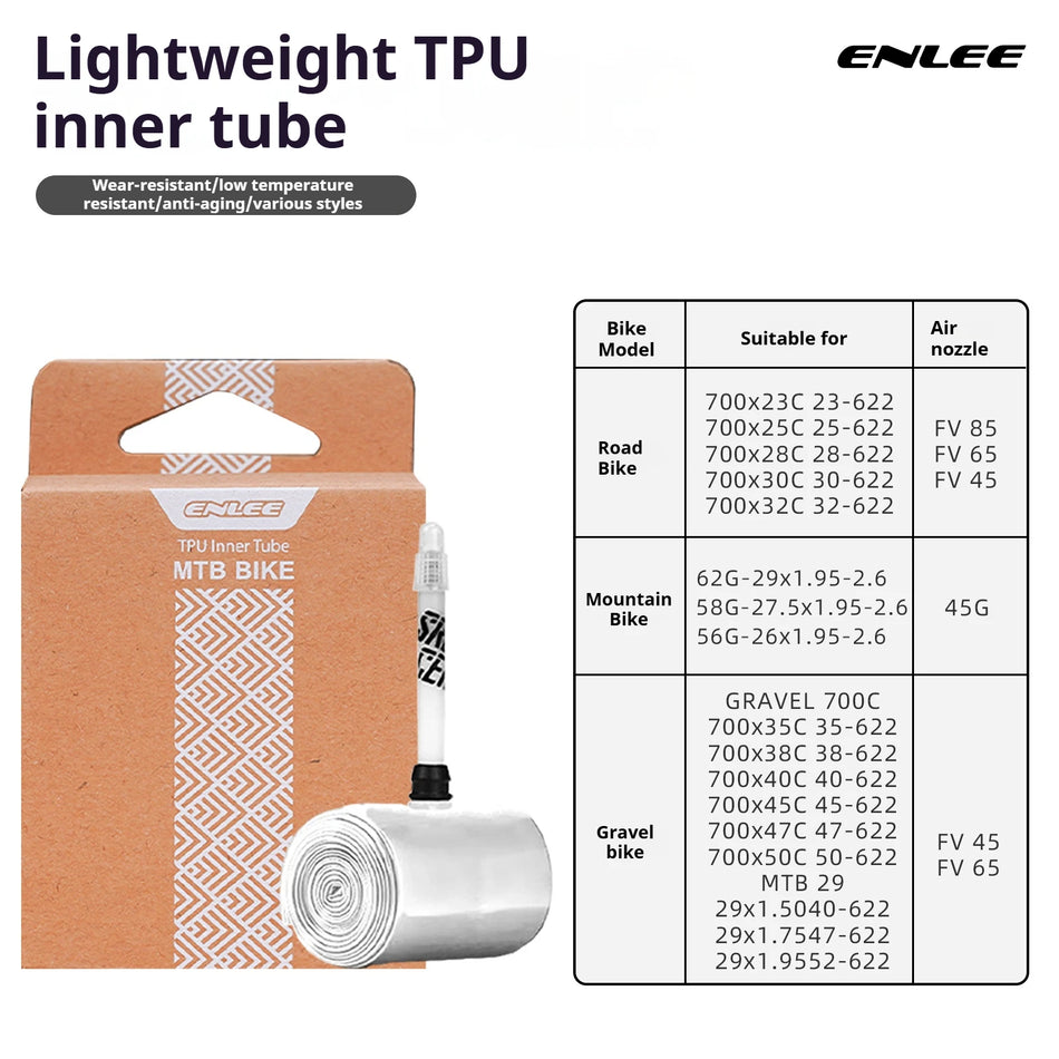 Enlee Bicycle Inner Tube 700C TPU Lightweight With French Valve