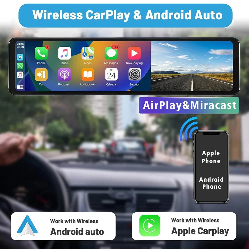 11.26 Inch 4K Car DVR Dash Cam - CarPlay Android Auto GPS