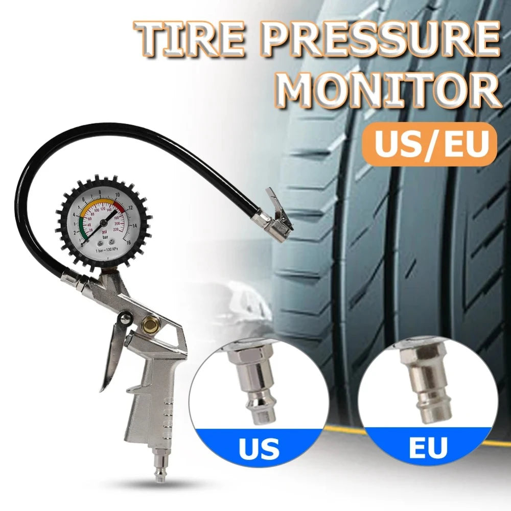 New Car Tire Pressure Gauge - 0-220 PSI EU Plug Durable