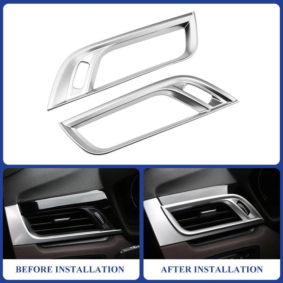 Air Vent Covers for BMW X1 F48 2016-2020 ABS Chrome Finish 2-Piece Set for Interior Upgrade