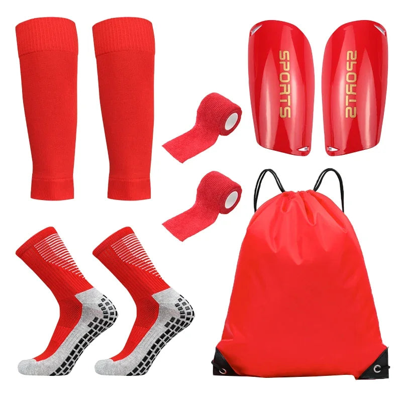 5-Piece Unisex Drawstring Ball Bag Set for Football Training Red