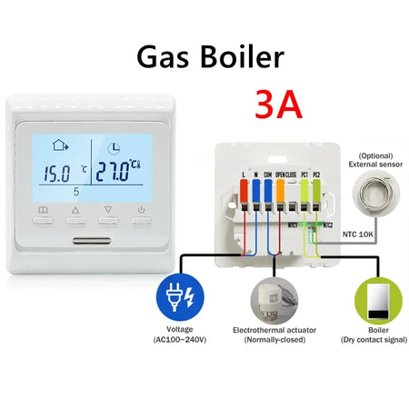 WiFi Floor Heating Thermostat 220V 16A &ndash; App Remote Control Gas Boiler-No WiFi / AC100-240V