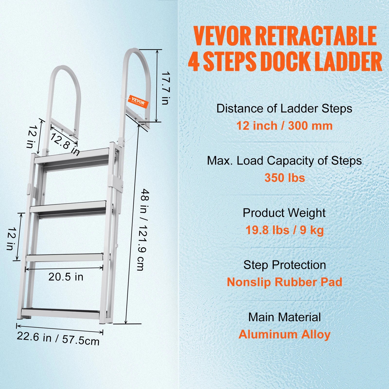 SucceBuy 4/5 Steps Retractable Dock Ladder &ndash; 350 Lbs 4 Steps / spain
