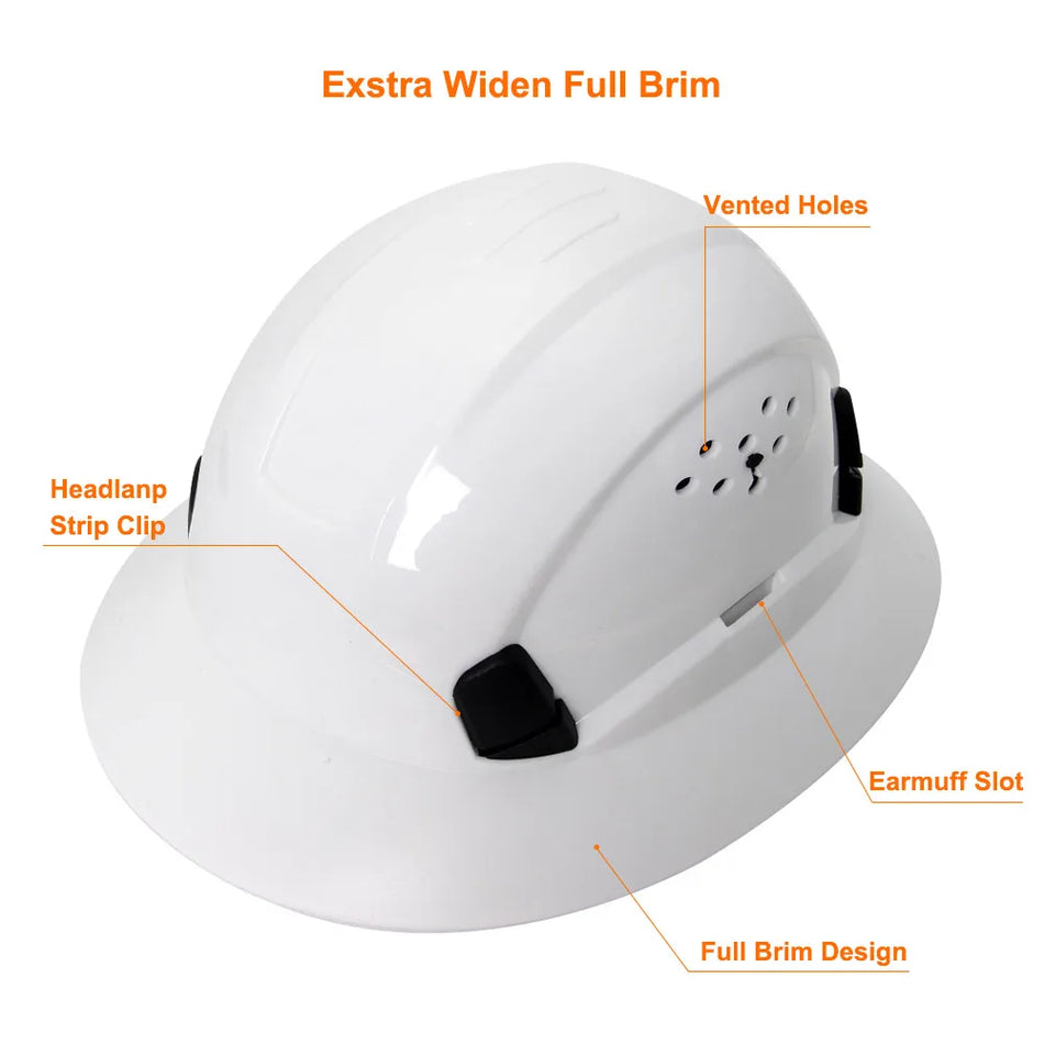 CE Full Brim Hard Hat - Sun Protection And Impact Safety