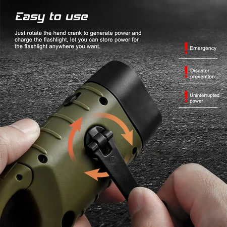 Solar Hand Crank LED Flashlight Survival Dynamo For Hiking