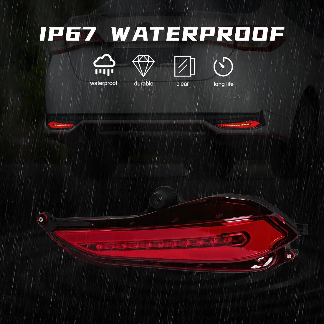 3 Function Rear Bumper Reflector Light for Toyota Yaris 2017 2018 2019 Vios Brake Warning Dynamic Turn Signal Lamps Car Fog by InterCyprus Trading Ltd
