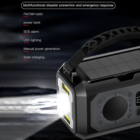12000mAh Portable Emergency Radio with Built-In Speaker &amp; Flashlight