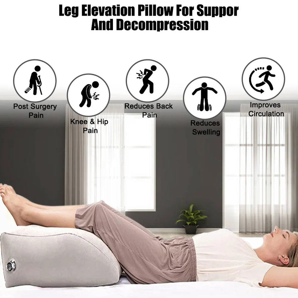 Inflatable Foot Pillow For Leg Elevation, Travel Wedge Pillow With Pump