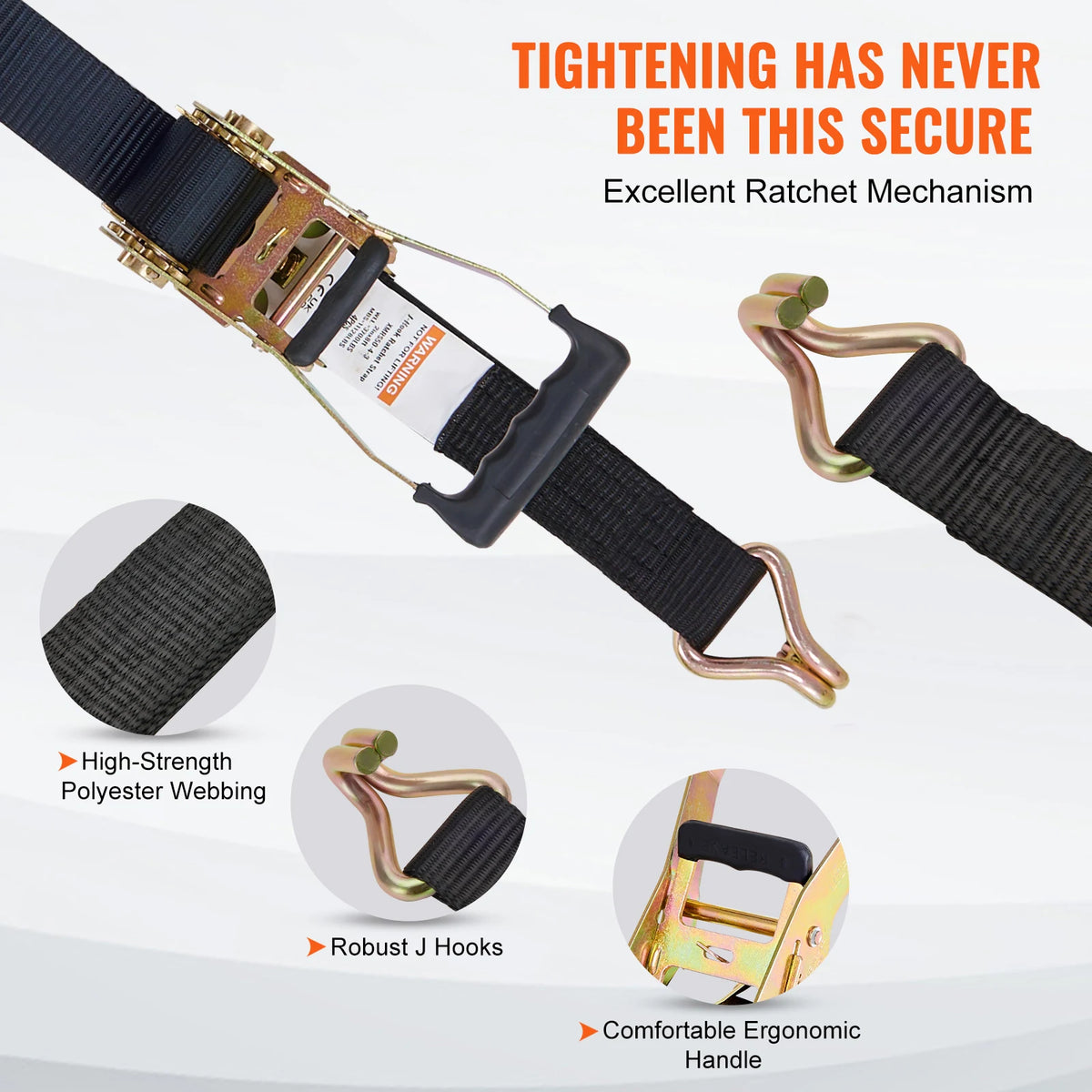 SucceBuy 4Pcs Ratchet Strap Set - Heavy Duty Tie Downs