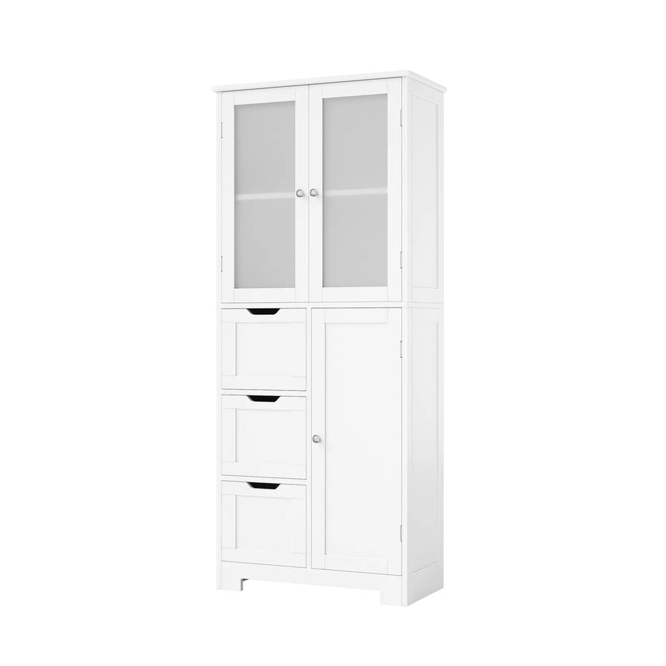 Vit Badrumsskåp Med 3 Dörrar 3 Lådor Modern MDF