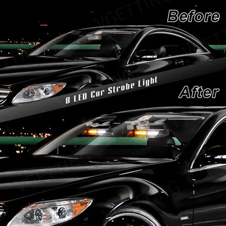 2-in-1 LED Car Front Strobe Lights For Flash Warning Lamp Windshield Bar 16 Beads Amber White Auto Light Assembly by InterCyprus Trading Ltd