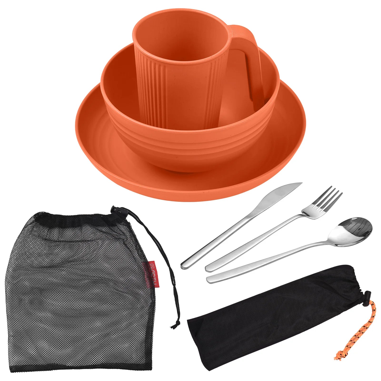 Camping Utensils Set 2 Wheat Straw Mess Kit &ndash; Lightweight 1set 1