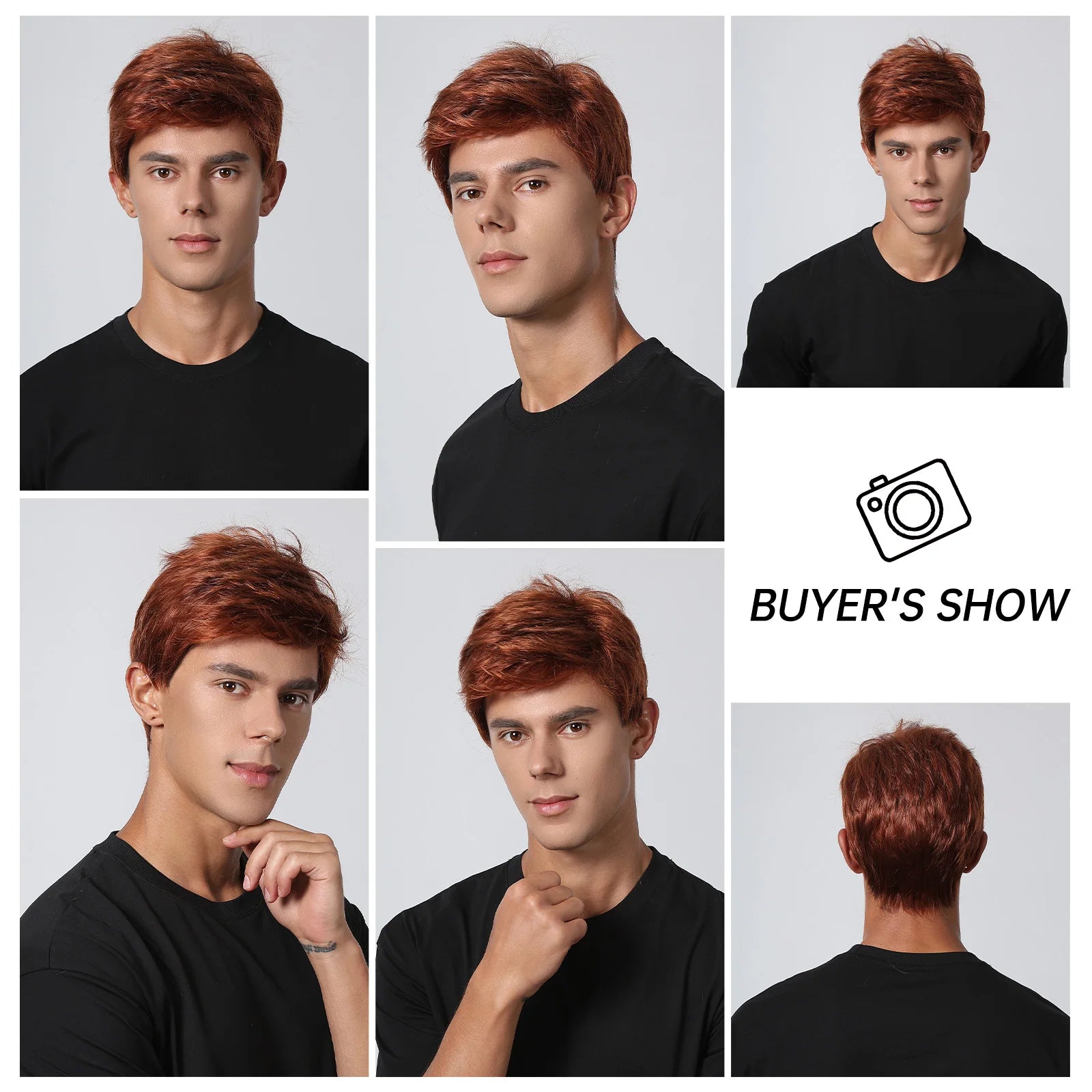 Short Copper Red Pixie Cut Wig for Men - Synthetic Heat-Resistant Cosplay and Daily Use