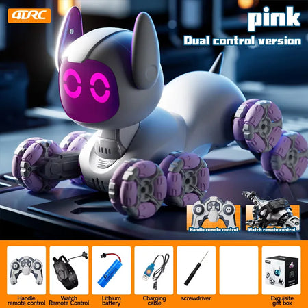 Y9 8WD RC Robot Dog Car Toy-40 Minutes Playtime With Music Pink-RC and Gesture