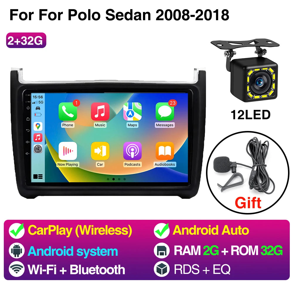 9Inch Car Radio CarPlay Android Auto &ndash; Bluetooth WiFi 2G 32G 12LED