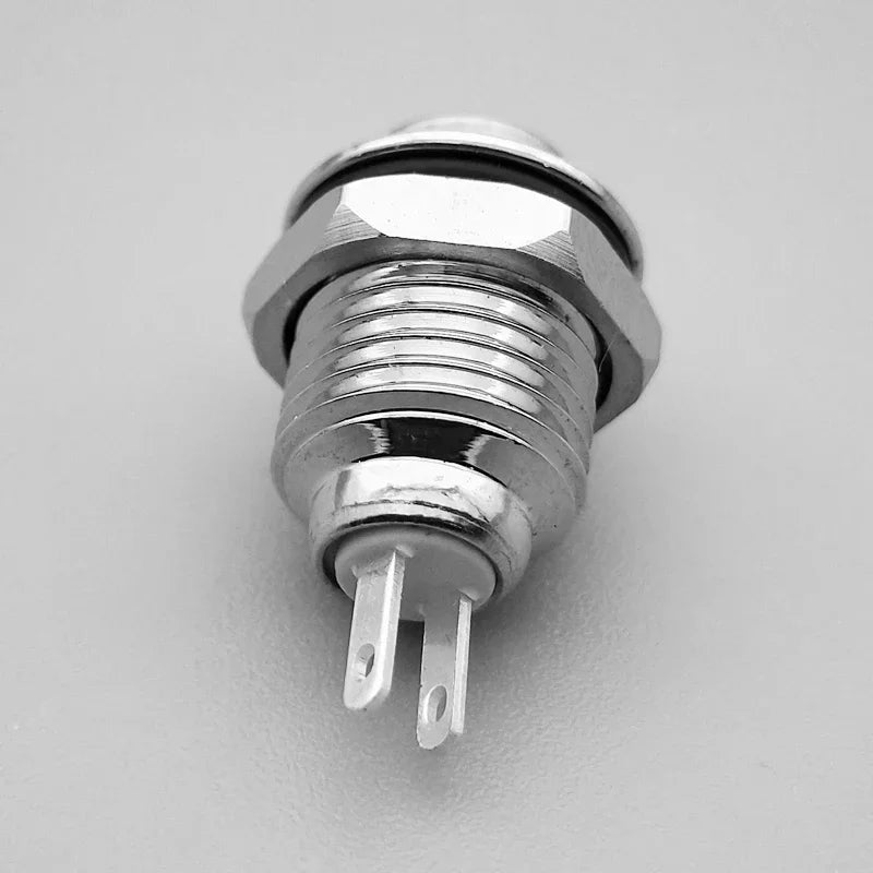 1Pcs 10mm 2pin Panel Hole Metal Push Button Switch High Head Self-locking/Latching Self-reset/Momentary soldering IP67 1NO