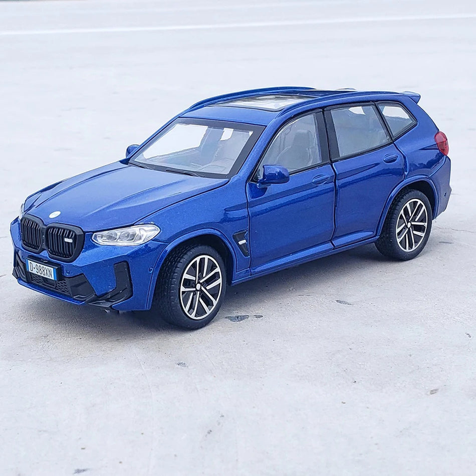 Coche de juguete de aleación de diecast a escala 1:32 para BMW X3M X5 con sonido, luz y retroceso.