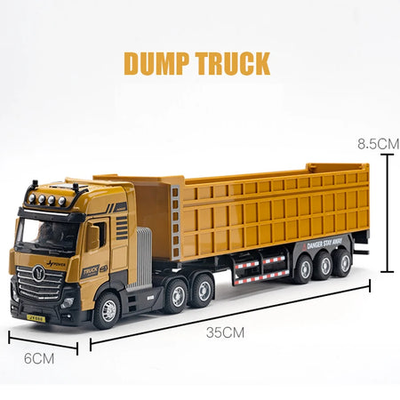 1/50 Scale Diecast Engineering Vehicle Model Set - Excavator &amp; Transporter Dump truck