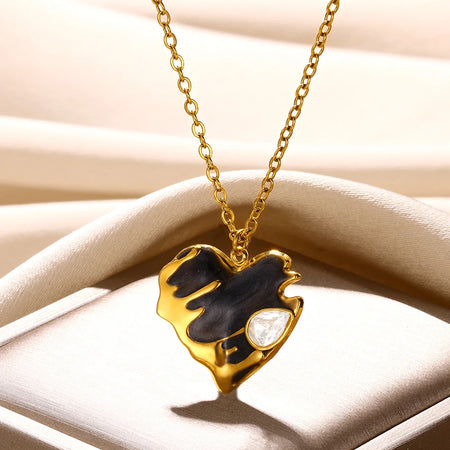 Trendy Stainless Steel Love Heart Pendant Necklace for Women 30 / Gold / CHINA