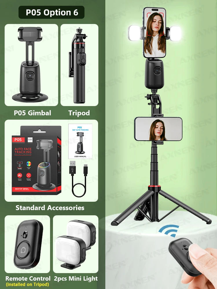AXNEN P05 Gimbal Stabilizer &ndash; AI Face Tracking and 360 Degree Rotation P05 Option 6 / CHINA