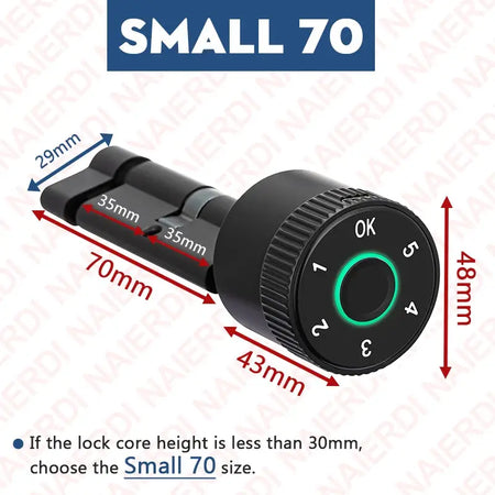 NAIERDI Smart Electronic Lock Cylinder Tuya App Fingerprint Password Unlock Upgrade for Mechanical Door Locks Security Home by InterCyprus Trading Ltd