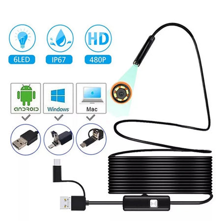 7.0mm Endoscope Camera 3in1 Type-C Micro USB &ndash; Waterproof 2 Meter / UNITED KINGDOM