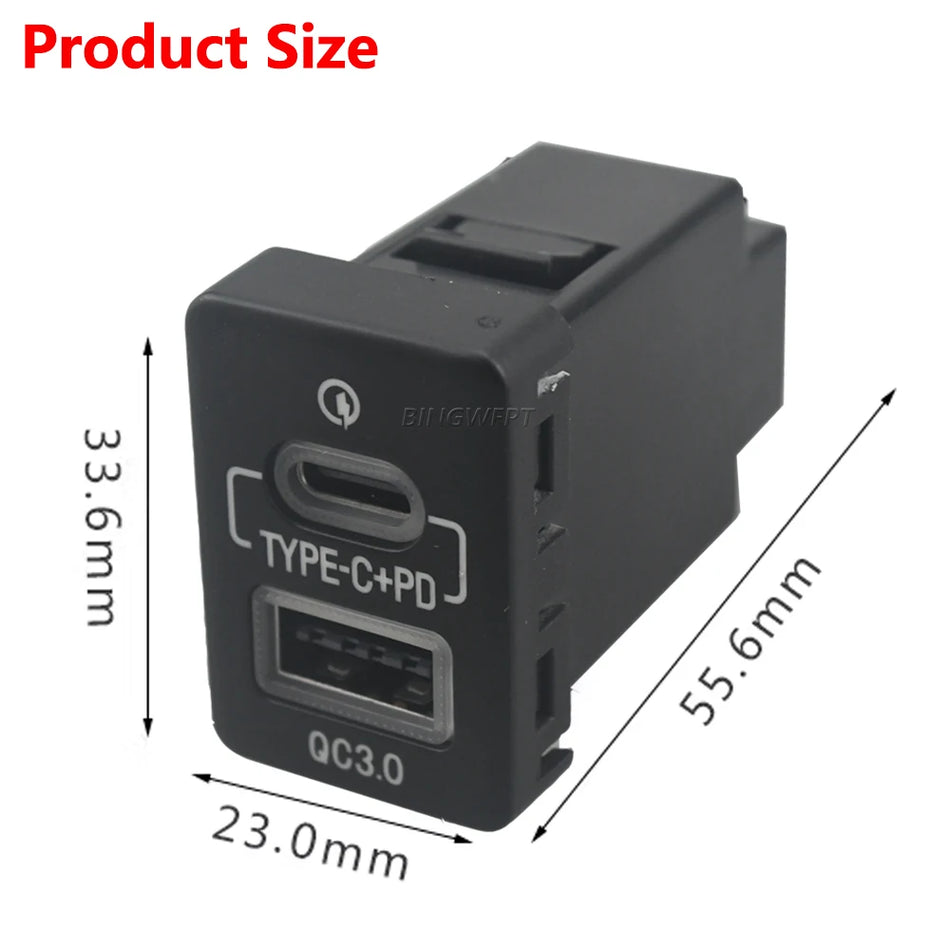 USB-autonlaturi PD-nopealaturilla, punainen LED, Mitsubishi Outlanderille