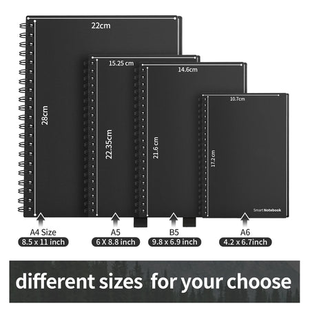 Smart Reusable Notebook A4 A5 A6 - Erasable, Wirebound &amp; Eco-Friendly