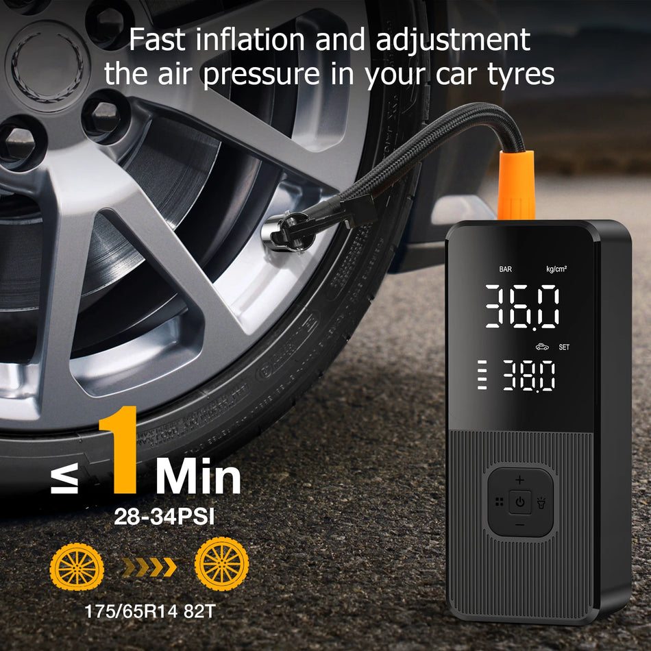 Belaidis padangų pūstuvas Nešiojamas 150 PSI automobiliui, dviračiui, motociklui