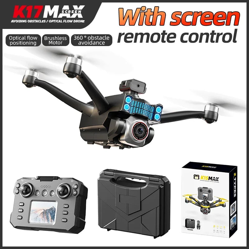K17Max Mini RC Drone - 4K HD Dual Camera With Screen